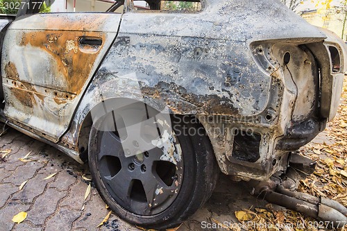 Image of Completely burnt car