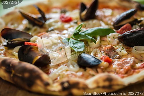 Image of Traditional italian seafood pizza