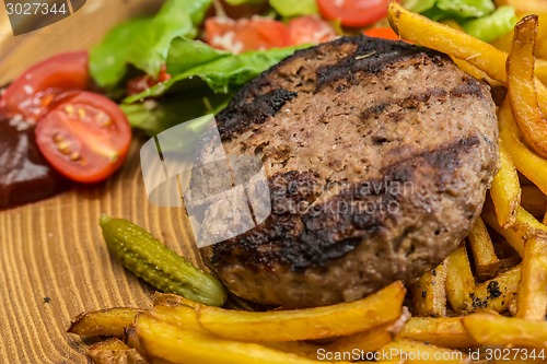 Image of still life with fast food hamburger menu