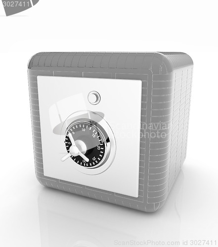 Image of illustration of security concept with metal safe