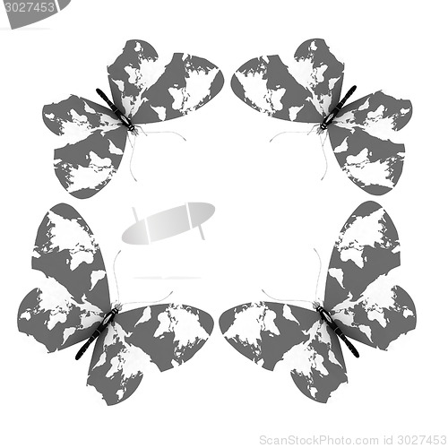 Image of Map of Earth on butterflies isolated on white 