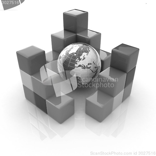 Image of colorful block diagram. Global concept