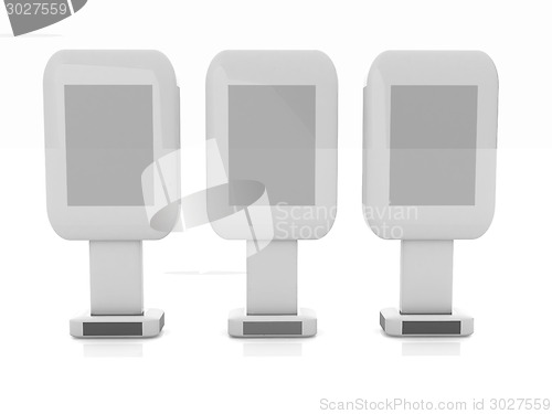 Image of Vertical glossy billboards. 3d illustration on white background 