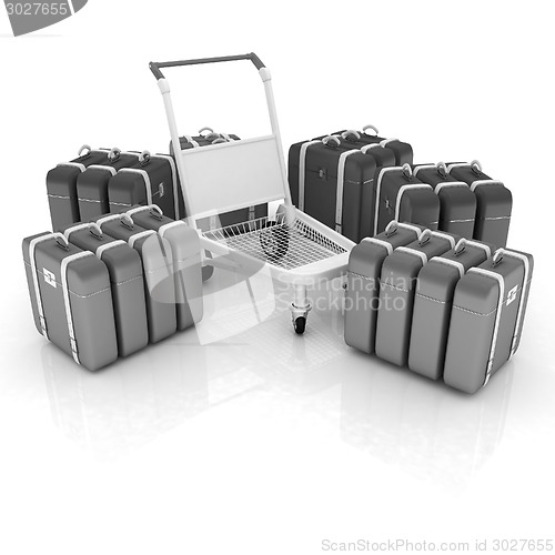 Image of Trolley for luggage at the airport and luggage