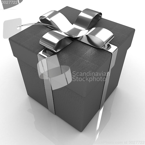 Image of Leather gift-box with gold ribbon