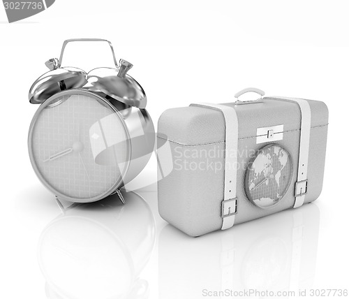 Image of Suitcases for travel and clock