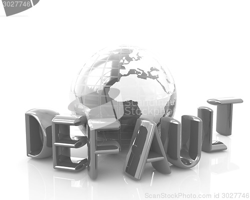 Image of 3d red text "default" around earth