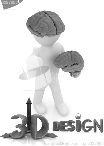 Image of 3d people - man with a brain