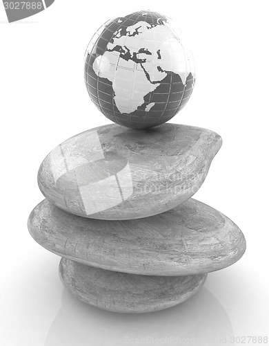 Image of earth on spa stones. 3d icon 