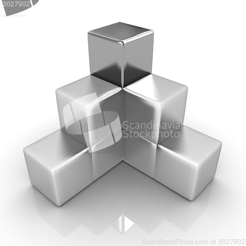 Image of colorful block diagram with one individual gold cube top