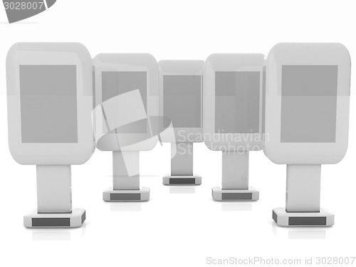 Image of Vertical glossy billboards. 3d illustration on white background 