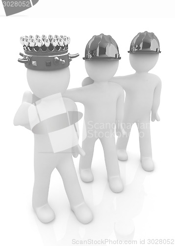 Image of 3d people - man, person with a golden crown. King with person wi