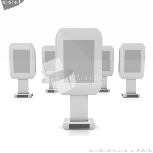 Image of Vertical glossy billboards. 3d illustration on white background 