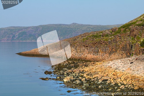 Image of coast of the Barents Sea big round stones