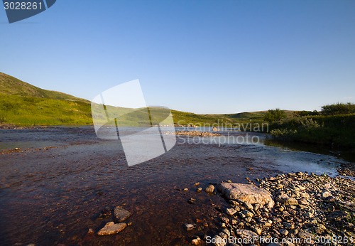 Image of polar small river in the tundra.