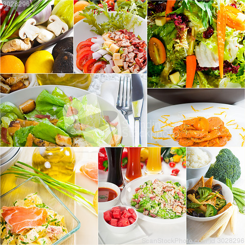 Image of salad collage composition nested on frame