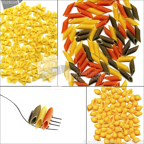 Image of various type of Italian pasta collage