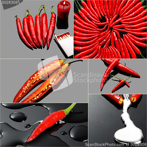 Image of red hot chili peppers collage