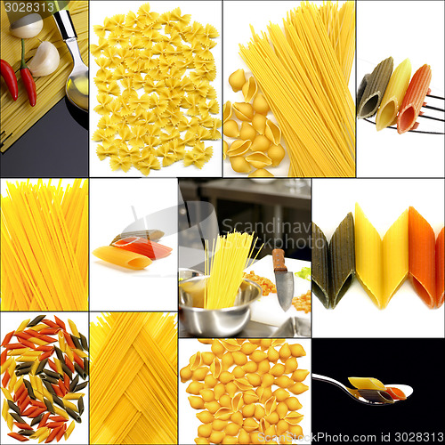 Image of various type of Italian pasta collage