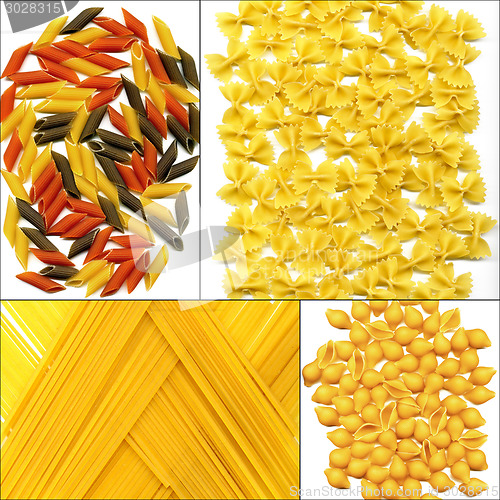 Image of various type of Italian pasta collage