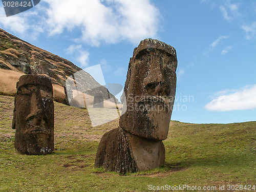 Image of Two Moai At Front