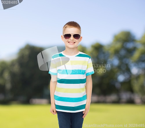 Image of smiling cute little boy in sunglasses