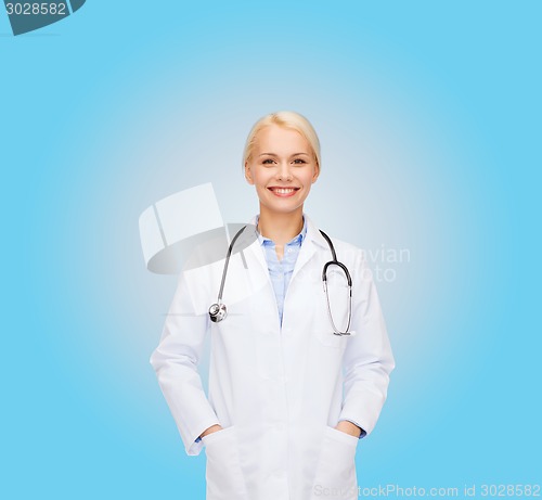 Image of smiling female doctor with stethoscope