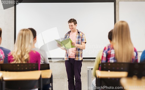 Image of group of smiling students in classroom