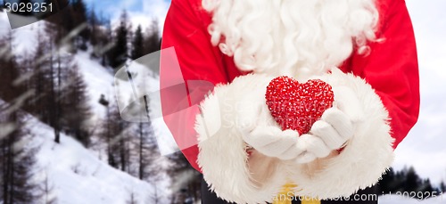 Image of close up of santa claus with heart shape