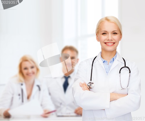 Image of smiling female doctor with stethoscope