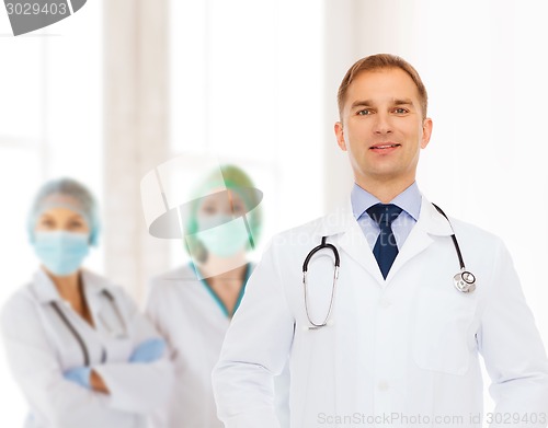 Image of smiling male doctor with stethoscope