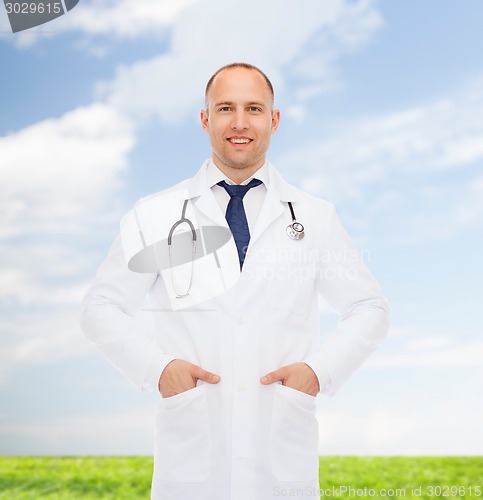 Image of smiling male doctor with stethoscope