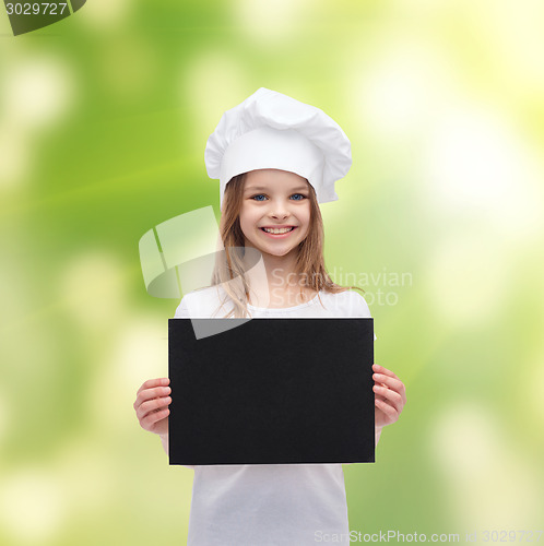 Image of little cook or baker with blank black paper