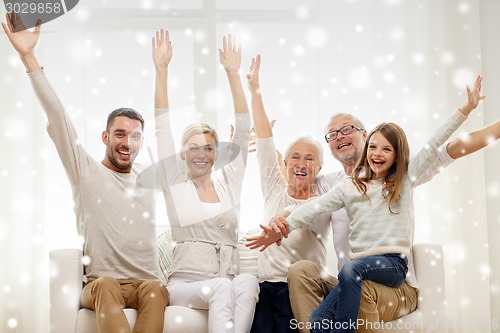 Image of happy family having fun at home