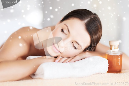 Image of beautiful young woman in spa