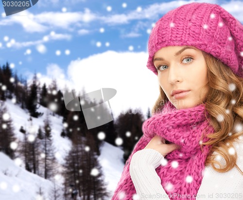 Image of young woman in winter clothes