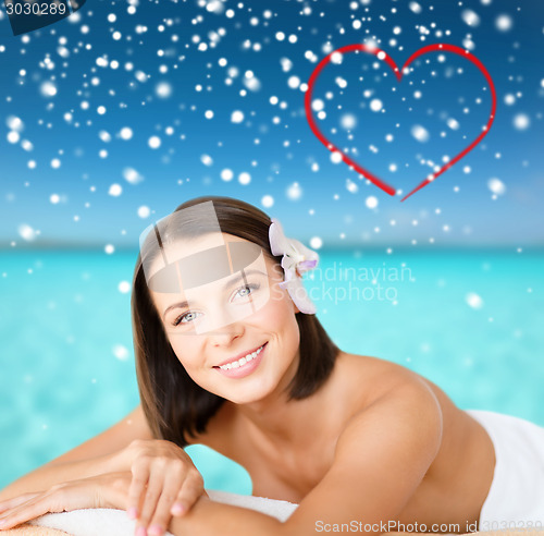 Image of beautiful young woman in spa