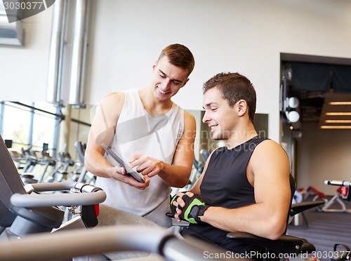 Image of men exercising on gym machine