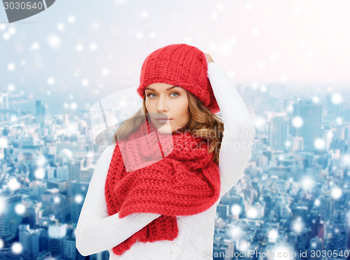 Image of young woman in winter clothes