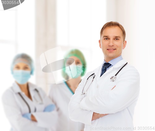 Image of smiling male doctor with stethoscope