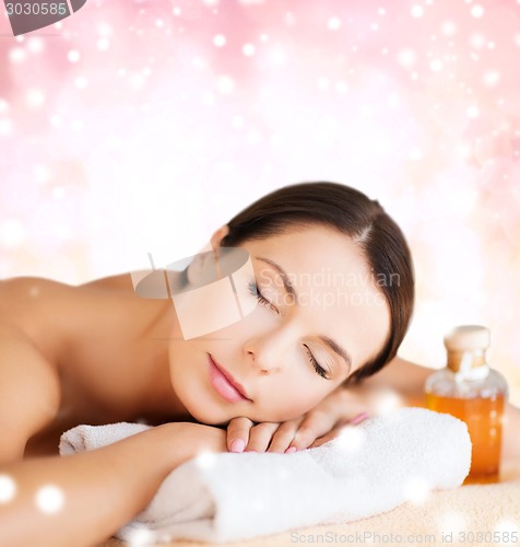 Image of beautiful young woman in spa