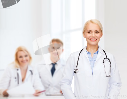 Image of smiling female doctor with stethoscope