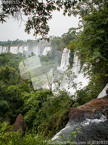 Image of Row Of Waterfalls At Iguazu Falls Portrait