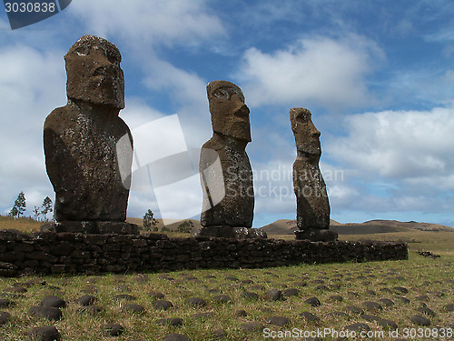 Image of Row Of Moai Against The Sky