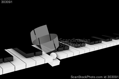 Image of Ball bouncing on piano’s keyboard