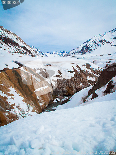 Image of River Through Snowy Mountains