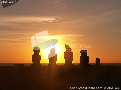Image of Moai Sunset Silhouette