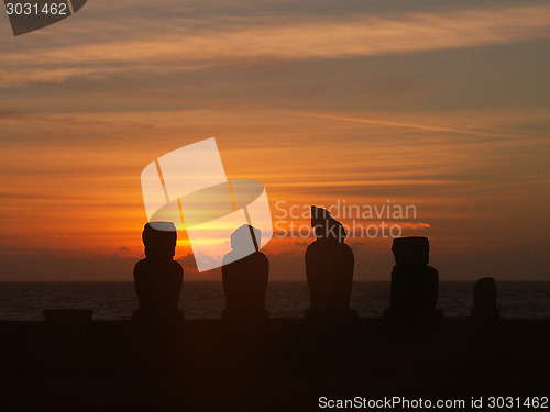 Image of Moai Sunset Silhouette