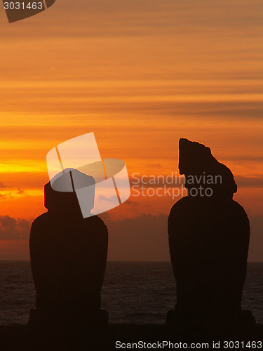 Image of Moai Sunset Silhouette