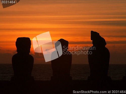 Image of Moai Sunset Silhouette
